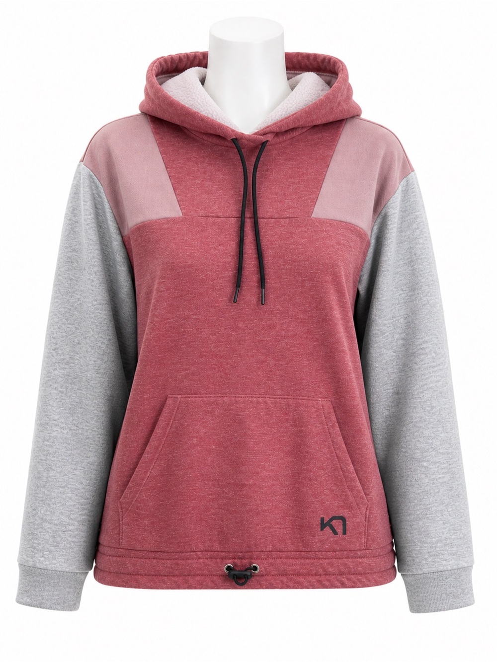Size L Kari Traa Women’s Hau Long Sleeve Hoodie Sweatshirt Petal Pink Grey